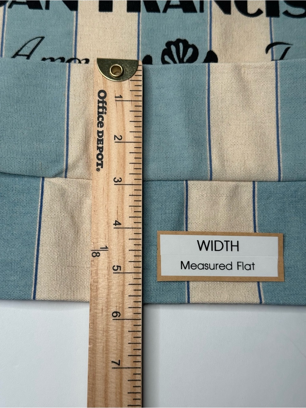 SEZANE San Francisco Exclusive Striped Tote Bag Blue & Cream Cotton Canvas - Picture 7 of 11